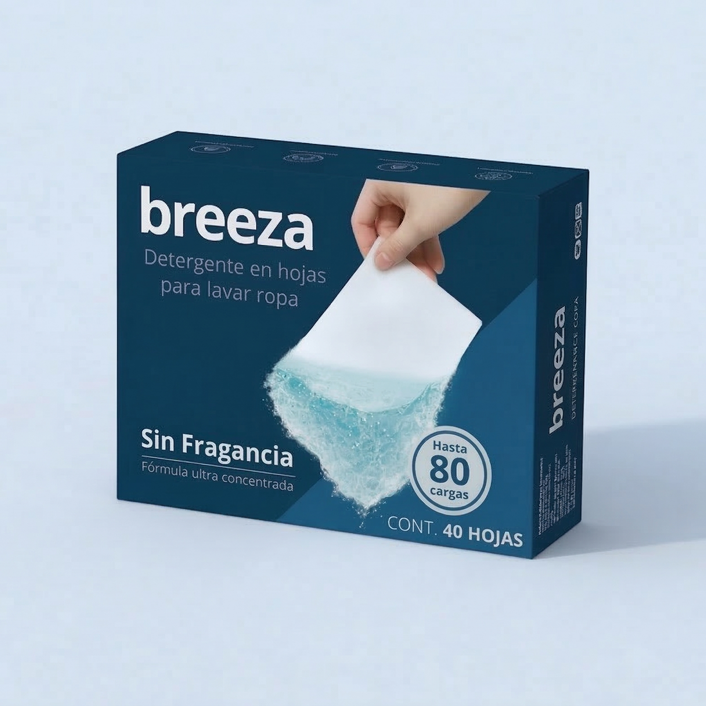 Detergente en hojas para lavar ropa - Sin Fragancia | Hasta 80 cargas