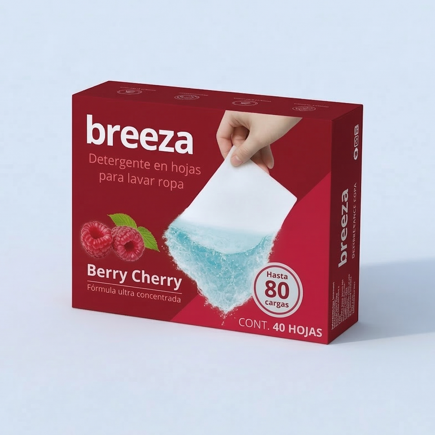 Detergente en hojas para lavar ropa  – Berry Cherry | Hasta 80 cargas