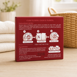 Reverso de detergente en hojas Breeza Berry Cherry en lavandería