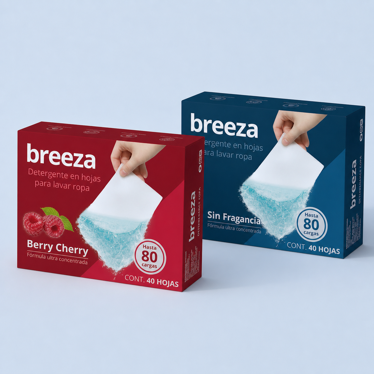 Pack mixto Breeza con una caja Berry Cherry y una caja Sin Fragancia